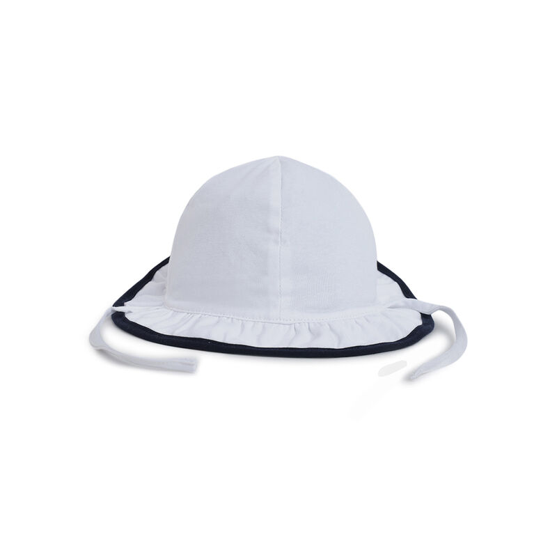 Girls White and Blue Knitted Hat image number 1